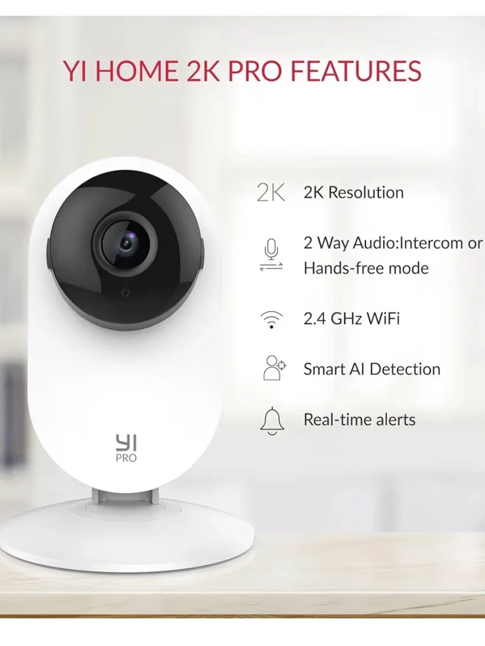 YI Pro Indoor Security Camera Pair - White